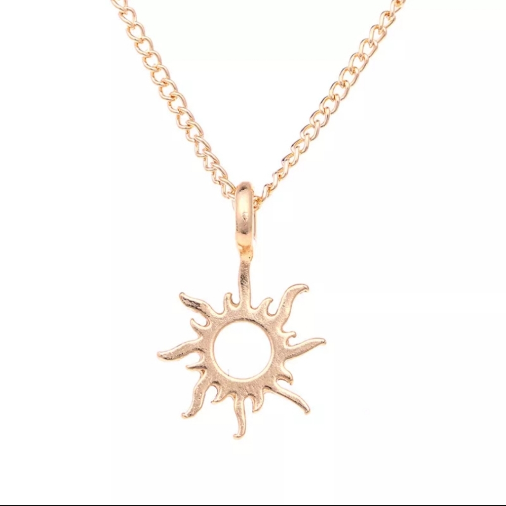 Good Vibes Sun Gold Tone Metal Chain Link Necklace